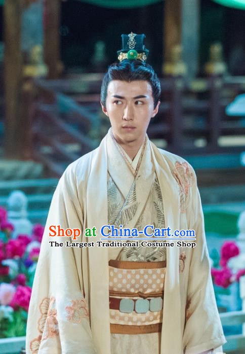 Chinese Ancient Prince Apparel Clothing and Jade Hairpin Drama Pingli Fox Mu Suyu Costumes and Hair Crown