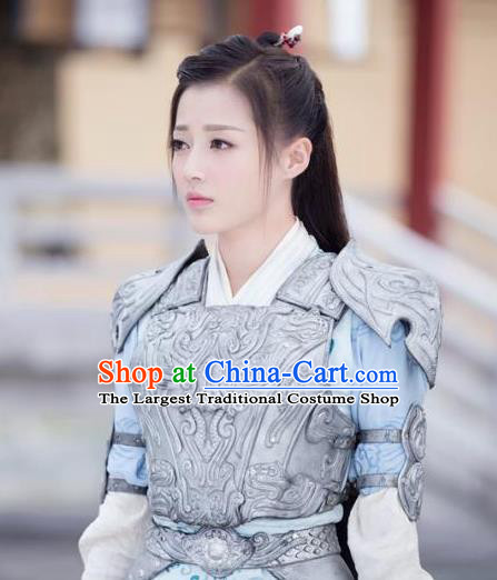 Chinese Ancient Female Swordsman Armor Historical Drama The Taosim Crandmaster Donghuang Feifei Costumes and Headwear