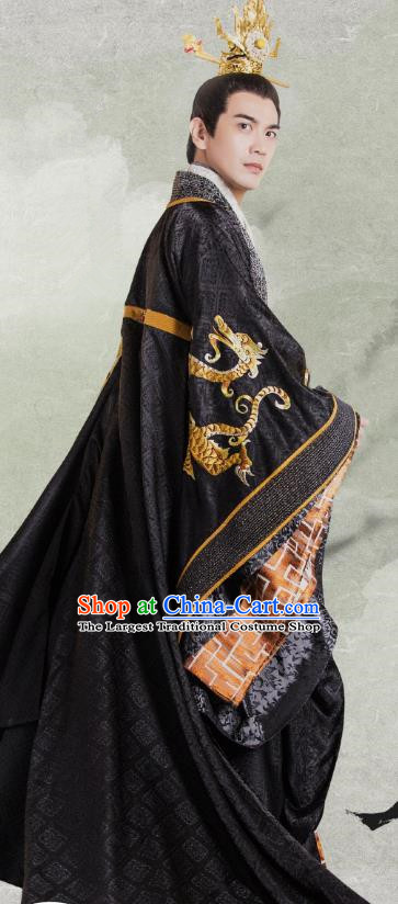 Chinese Ancient Emperor Imperial Robe and Jade Hairdo Crown Drama Tang Dynasty Tour Li Shimin Costumes