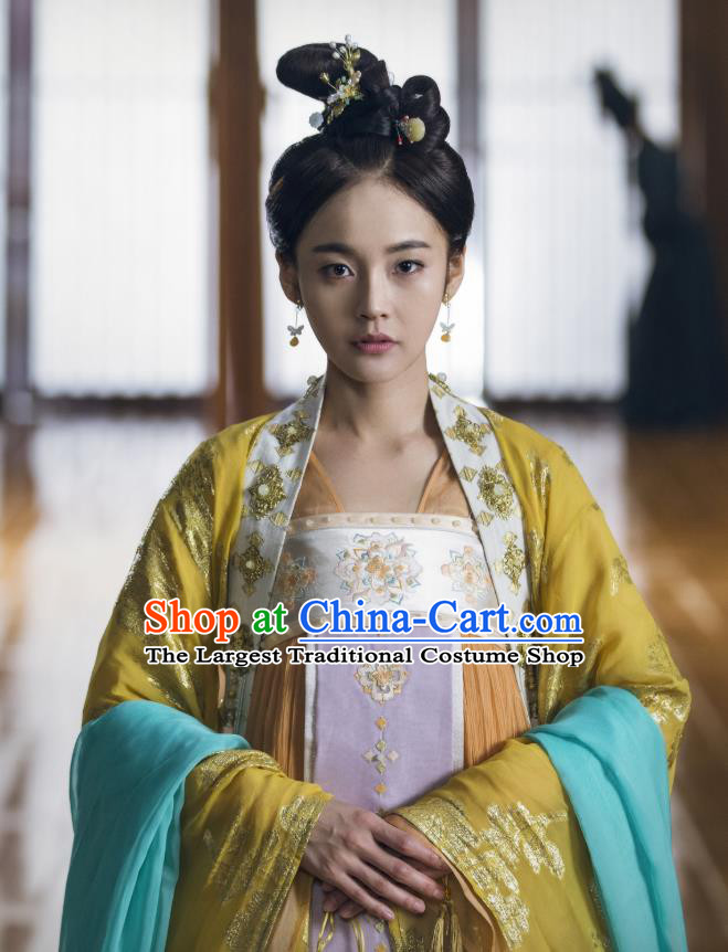 Chinese Ancient Palace Princess Historical Costumes and Hair Accessories Drama Tang Dynasty Tour Li Anlan Hanfu Dress