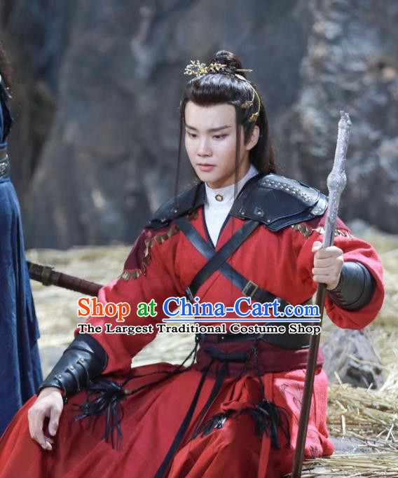 Chinese Ancient Knight Red Clothing and Hairpin Drama the Birth of the Dream King Swordsman Ji Chuan Costumes