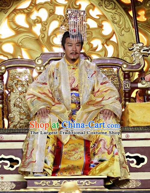 Chinese Ancient King Clothing and Hat Drama Love Amongst War Monarch Xue Pinggui Costumes