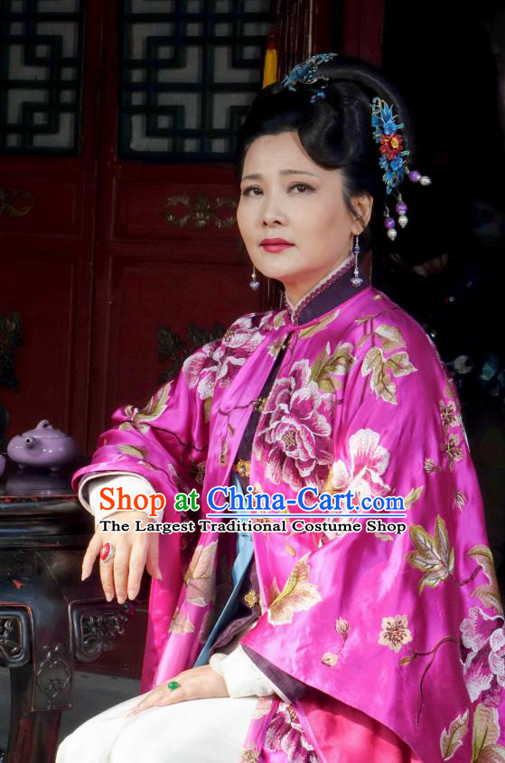 Chinese Ancient Ming Dynasty Rich Dame Hanfu Dress Garment and Headdress Drama The Great Shaolin Mei Gu Rosy Costumes