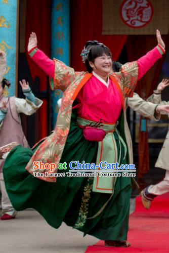 Chinese Ancient Female Swordsman Garment Wuxia Drama Happy Mitan Apparels Dress and Headwear Chun Hua Costumes