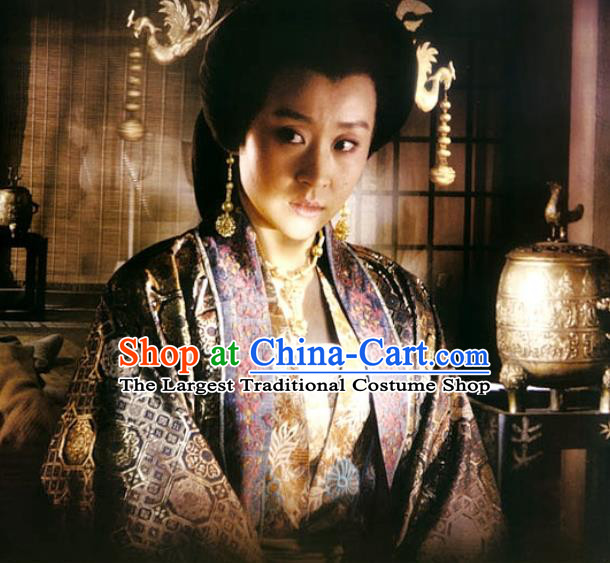 Chinese Ancient Empress Apparels Court Lady Hanfu Dress and Phoenix Hairpins Drama Control by Zhen Guan Queen Zhangsun Garment Costumes