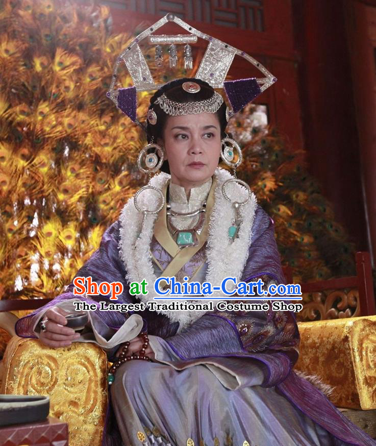 Chinese Ancient Queen Apparels and Headdress Drama Turbulence of the Mu Clan Empress Costumes Garment