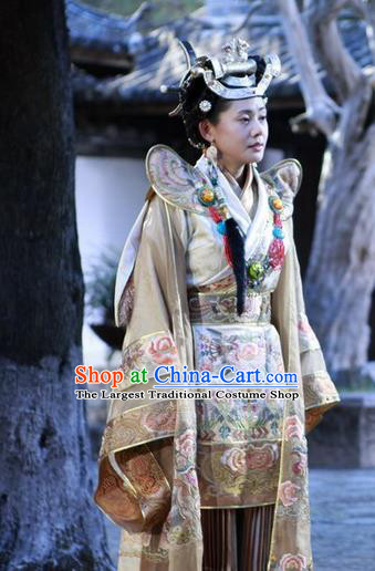 Chinese Ancient Female Castellan Apparels and Headdress Drama Turbulence of the Mu Clan A Leqiu Costumes Garment