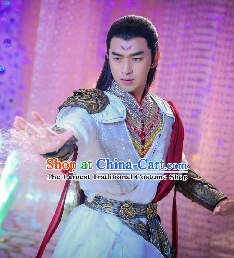 Chinese Ancient Fire King Apparels Garment and Headdress Wuxia Drama The King of Blaze Lord Zhong Tian Costumes