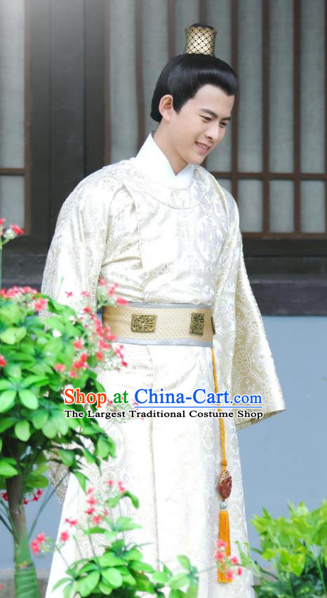Chinese Ancient Royal Prince Garment Costumes and Headpiece Drama I am A Pet At Dali Temple Hanfu Apparels