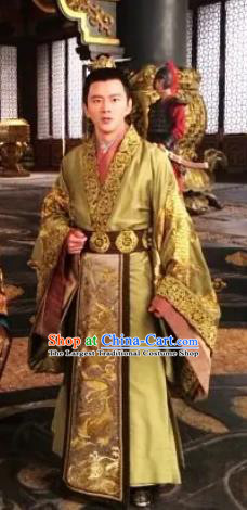 Chinese Ancient King Hanfu Costumes and Hair Accessories Drama The World of Love Crown Prince Zongzheng Fengxun Apparels