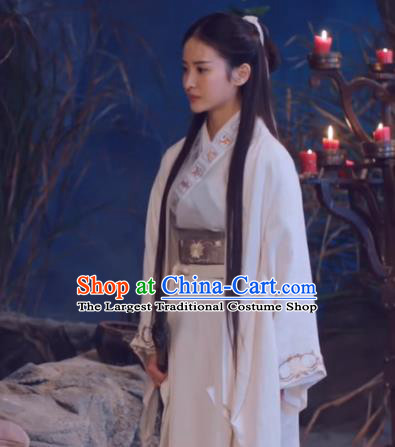 Chinese Ancient Garment Ming Dynasty White Costumes and Headwear Drama Legend of the Concubinage Female Swordsman Liu Ruobing Dress Apparels