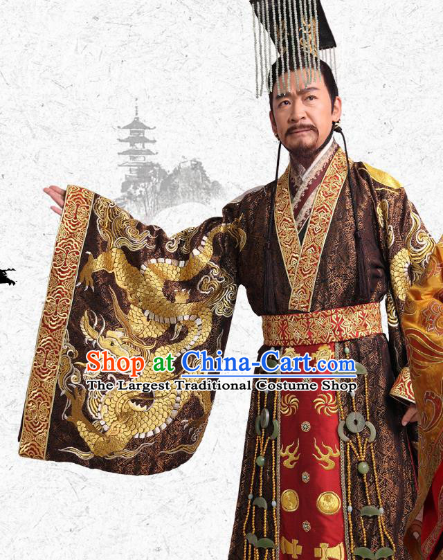 Chinese Ancient Emperor Hanfu Imperial Robe and Hat Drama The World of Love King Costumes Apparels