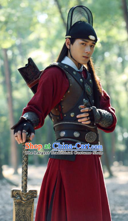 Chinese Ancient Song Dynasty Swordsman Costumes and Hat Drama Kai Feng Qi Tan Official Guard Zhan Zhao Garment Apparels