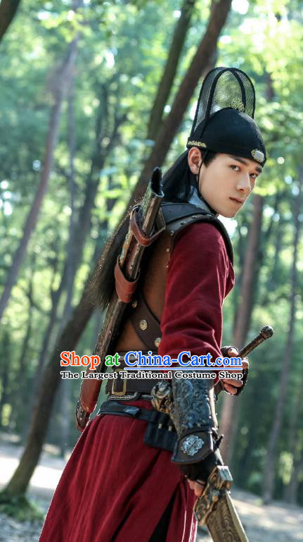 Chinese Ancient Song Dynasty Swordsman Costumes and Hat Drama Kai Feng Qi Tan Official Guard Zhan Zhao Garment Apparels