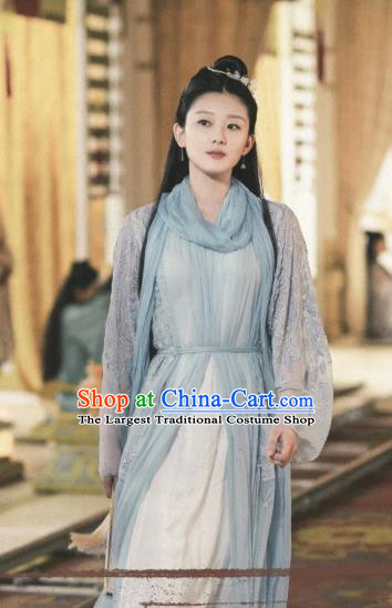 Chinese Ancient Goddess Apparels Drama Eternal Love of Dream Female Immortal Cheng Yu Costumes Garment and Headwear Complete Set