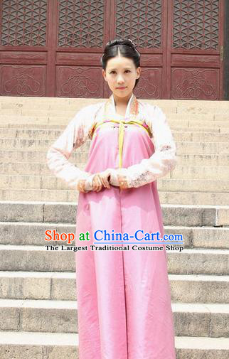 Chinese Ancient Palace Lady Costumes Garment and Headwear Drama The Empress Court Maid Bao Jin Pink Dress Apparels