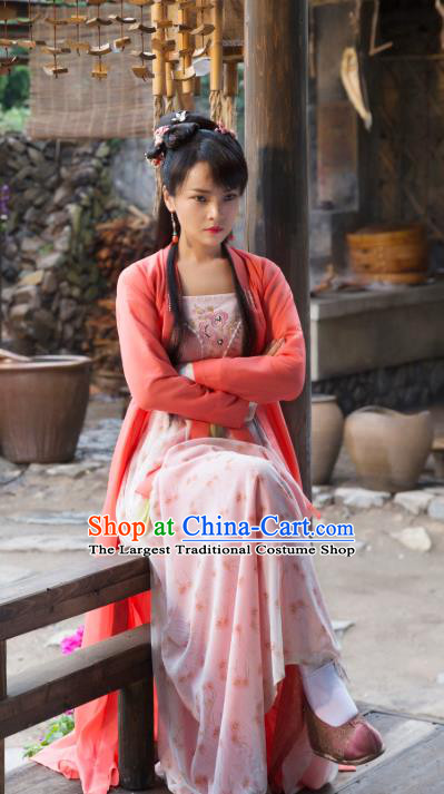 Chinese Ancient Civilian Swordsman Dress Apparels Costumes and Headwear Drama Earth Smoke Sparkle Kitchen Hua Erqiao Garment