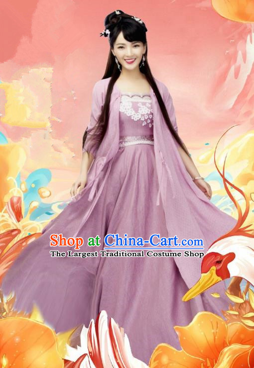 Chinese Ancient Female Cook Dress Apparels Costumes and Headpieces Drama Earth Smoke Sparkle Kitchen Village Girl Hua Erqiao Garment