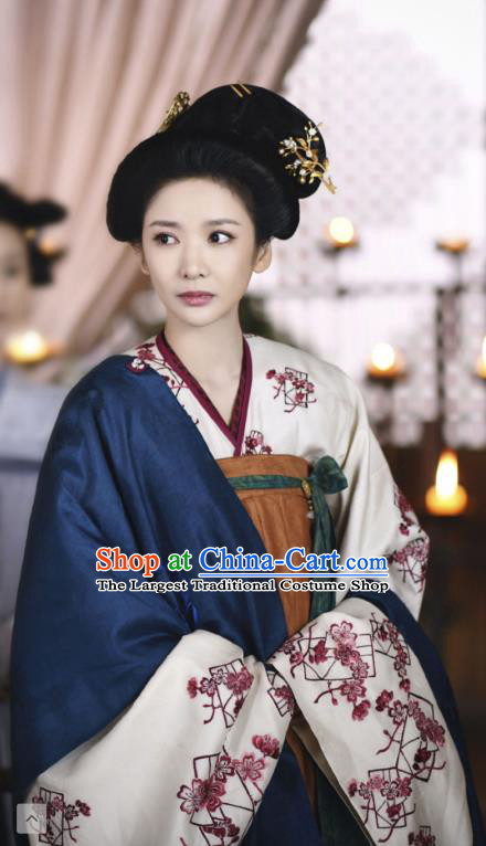 Chinese Ancient Tang Dynasty Imperial Consort Hanfu Dress Apparels Costumes and Headpiecess Drama Wu Xin The Monster Killer Palace Lady Lu Peihua Garment