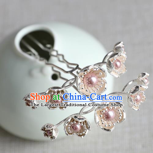 Chinese Ancient Flowers Hair Clips Jewelry Headwear Hair Accessories Ming Dynasty Hairpins for Women
