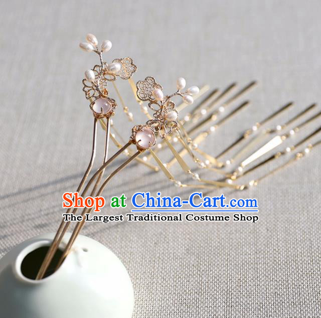 Chinese Ancient Golden Tassel Hair Clips Jewelry Headwear Hair Accessories Hairpin for Women