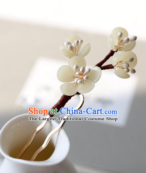 Chinese Ancient Plum Blossom Hair Clip Jewelry Headwear Hair Accessories Pearls Hairpin for Women