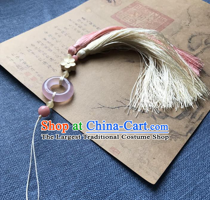 Chinese Ancient Hanfu Tassel Pendant Jade Lappet Jewelry Brooch Accessories