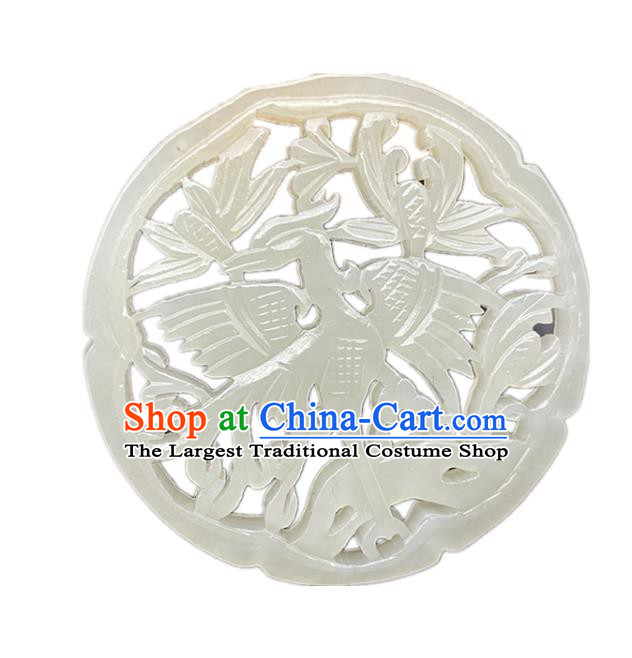 Chinese Ancient Carving Magpie Jade Necklace Accessories Hetian Jade Pendant Jade Label Craft