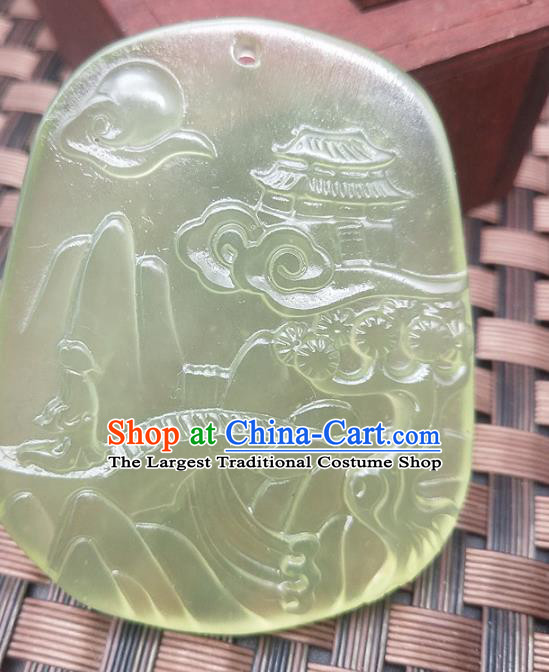 Chinese Handmade Jade Pendant Hsiuyen Jade Label Carving Palace Jade Accessories Necklace Craft