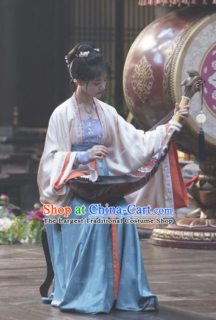 Chinese Ancient Song Dynasty Princess Fukang Historical Costumes and Headpieces Drama Serenade of Peaceful Joy Zhao Huirou Hanfu Dress Garment