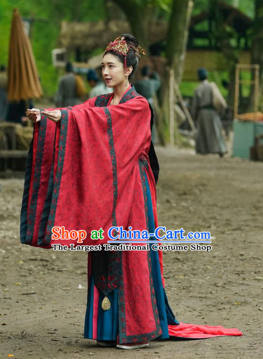 Chinese Ancient Wedding Garment Song Dynasty Historical Costumes and Headwear Drama Serenade of Peaceful Joy Empress Cao Danshu Hanfu Dress