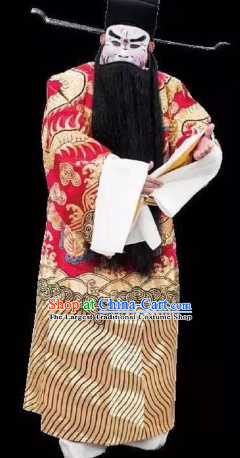 Chinese Peking Opera Apparel Old Men Costumes The Huarong Path Chancellor Cao Cao Garment and Headwear