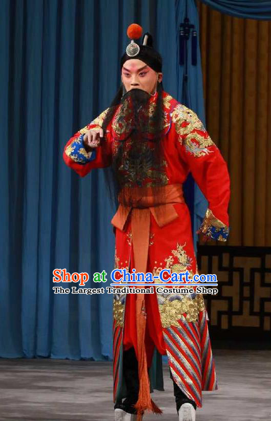 Chinese Peking Opera Martial Male Garment the Fourth Son Visits His Mother Costumes Old Men Yang Yanhui Apparel and Headpiece