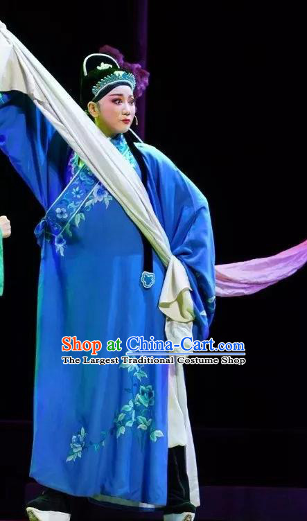 Chinese Peking Opera Young Men Embroidered Robe Garment Double Pearl Phoenix Niche Scholar Apparel Costumes and Hat