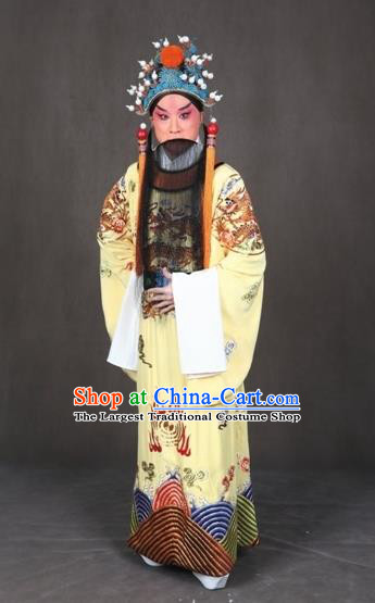 Chinese Peking Opera Old Male the Royal Consort of Tang Costumes Emperor Xuanzong Apparel Garment and Headwear