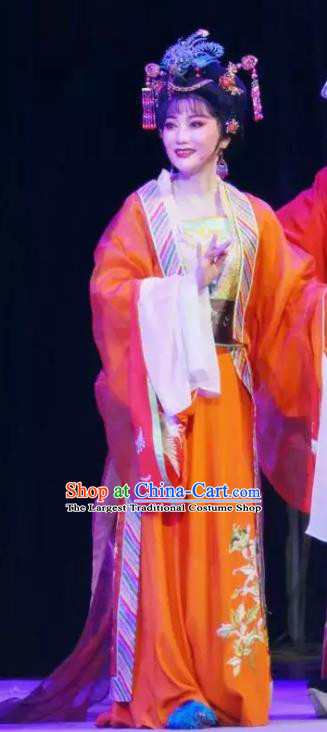 Chinese Peking Opera Rich Female Dan Costumes Double Pearl Phoenix Diva Hua Dingjin Apparel Garment Dress and Headpieces