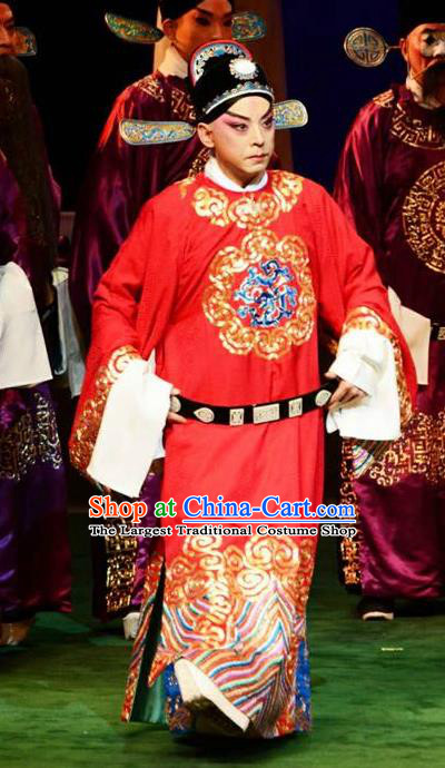 Chinese Cantonese Opera Xiaosheng Garment Princess Chang Ping Costumes Zhou Shixian Number One Scholar Apparels and Hat