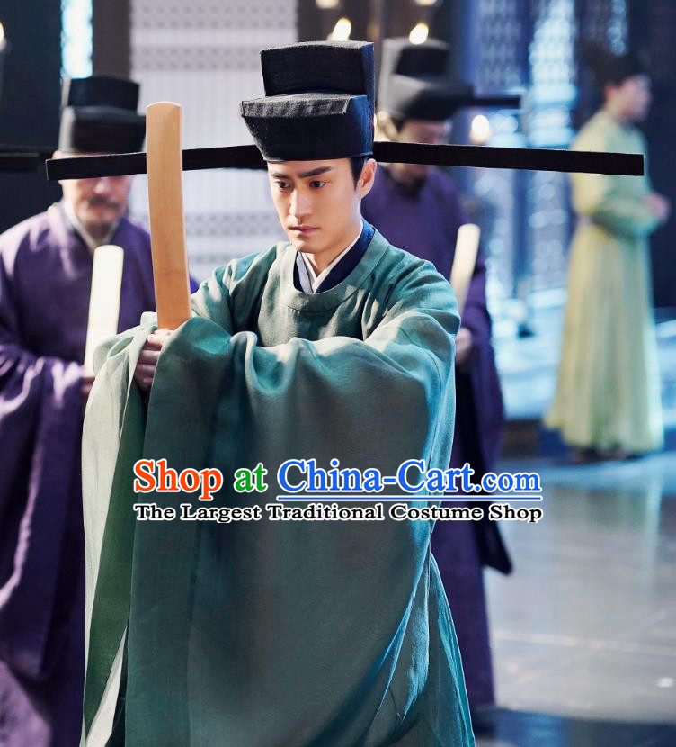 Ancient Chinese Song Dynasty Official Apparel Historical Costumes and Hat Drama Serenade of Peaceful Joy Chancellor Han Qi Garment