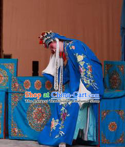 Chinese Peking Opera Niche Garment The Dream in Lady Chamber Young Male Apparels Blue Costumes and Headwear