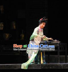 Traditional Chinese Peking Opera Hua Tan Dress Apparel Li Qingzhao Costumes Garment and Headwear