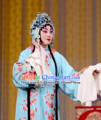 Traditional Chinese Peking Opera Hua Tan Garment Dress San Niang Jiao Zi Wang Chune Costumes Apparels and Headdress