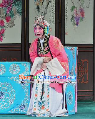 Traditional Chinese Peking Opera Rich Lady Garment Dress Return of the Phoenix Hua Tan Xue Yan Costumes Pink Cape and Headdress
