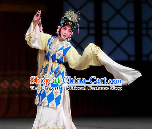 Chinese Traditional Kun Opera Diva Jade Hairpin Costumes Peking Opera Apparel Taoist Nun Hua Tan Garment and Headwear