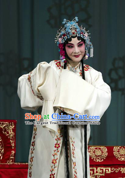 Traditional Chinese Peking Opera Diva White Dress Garment Return of the Phoenix Hua Tan Costumes and Headdress