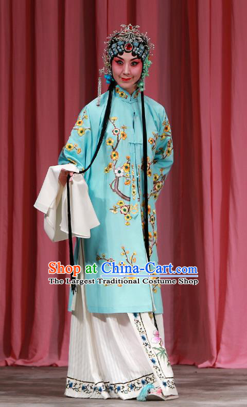 Traditional Chinese Peking Opera Diva Green Dress Garment Return of the Phoenix Costumes Apparels Rich Lady Cape and Headdress