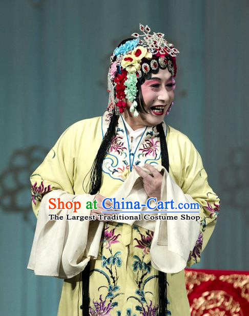 Traditional Chinese Peking Opera Ugly Female Yellow Dress Garment Return of the Phoenix Costumes and Headwear