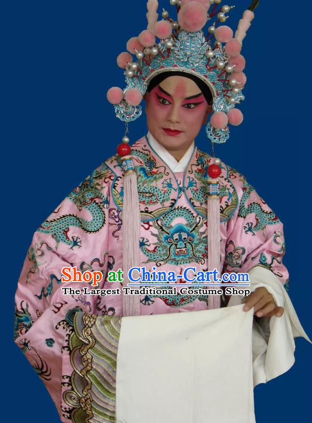 Chinese Peking Opera Young Male Costumes Garment Peking Opera Lv Bu and Diao Chan Martial Wusheng Apparels Robe and Headwear
