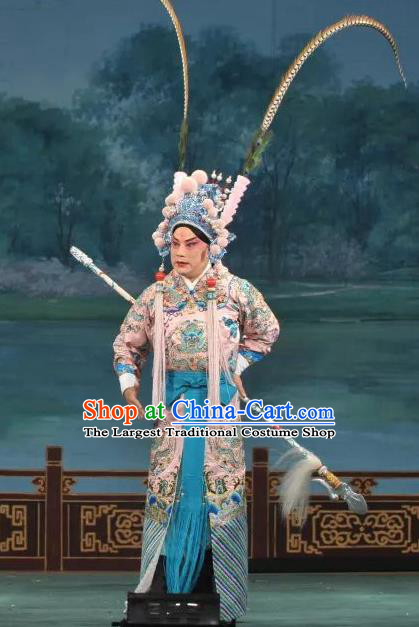 Chinese Peking Opera Martial Male Costumes Garment Peking Opera Lv Bu and Diao Chan Wusheng Apparels and Headwear