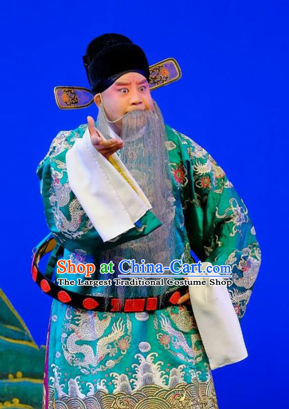 Chinese Peking Opera Official Wang Yun Costumes Garment Lv Bu and Diao Chan Elderly Male Apparels and Headwear