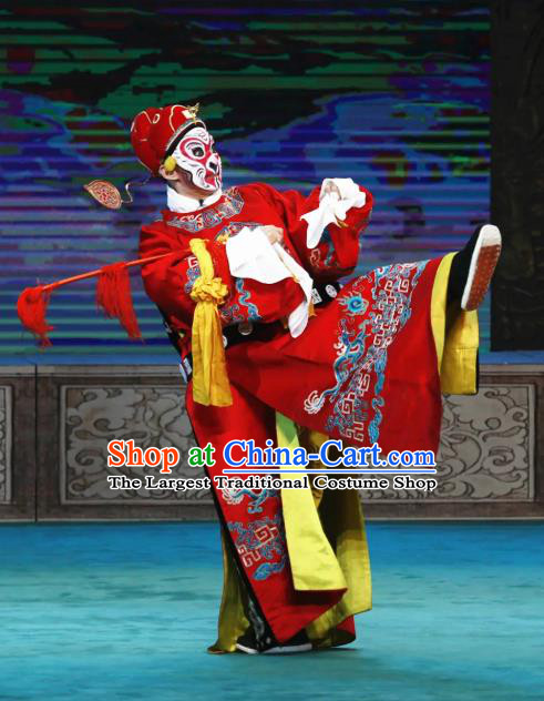 Chinese Peking Opera Havoc In Heaven Costumes Garment Monkey King Sun Wukong Horse Official Apparels and Headwear